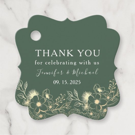 Élégant Mariage or Merci Favoriser les étiquettes (Devant)
