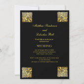Elégant mariage or noir Invitation (Devant)