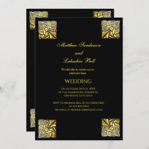 Elégant mariage or noir Invitation