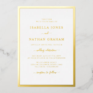 Elégant Mariage Or simple Invitation Foil