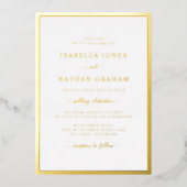 Elégant Mariage Or simple Invitation Foil (Recto)