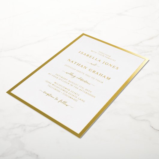Elégant Mariage Or simple Invitation Foil (Rotation)