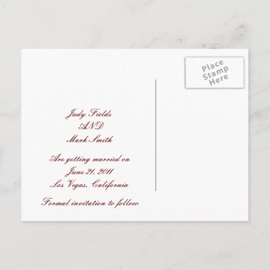 Élégant Mariage Papillon Enregistrer La Date Carte (Dos)