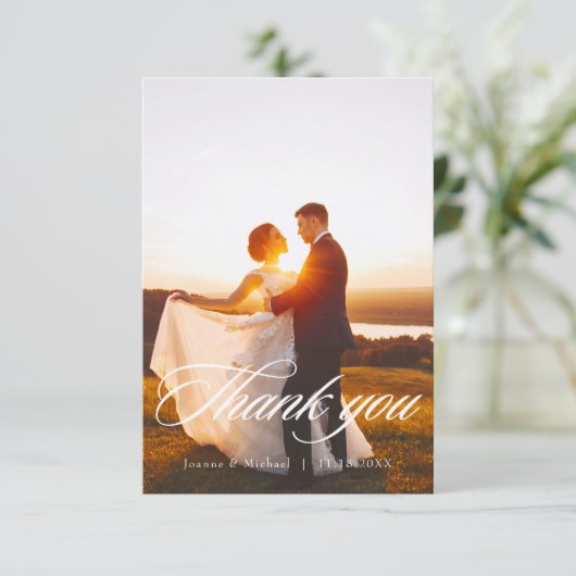 Elégant Mariage par script Carte de remerciements  (Debout devant)