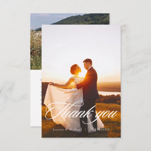 Elégant Mariage par script Carte de remerciements  (Devant / Derrière)