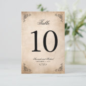 Elégant Mariage Parchemin Carte Numéro de table (Debout devant)