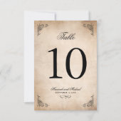 Elégant Mariage Parchemin Carte Numéro de table (Dos)