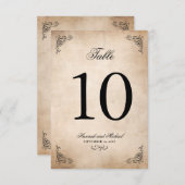 Elégant Mariage Parchemin Carte Numéro de table (Devant / Derrière)