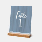 Élégant Mariage peint bleu ardoise Numéro de table (Angle)