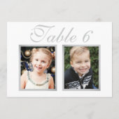 Elégant mariage photo argent blanc numéro de table (Dos)