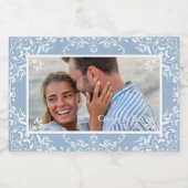 Élégant Mariage photo bleu et blanc Étiquettes cad (Étiquettes simples)