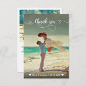 Élégant Mariage photo de calligraphie Carte de rem (Devant / Derrière)