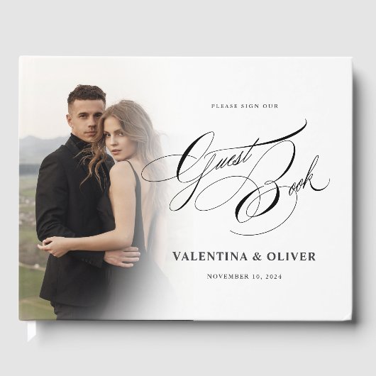 Élégant Mariage Photo Display Livre d'invité (Recto)