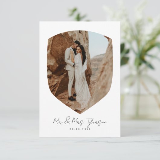 Élégant Mariage photo encadré à la main Merci (Debout devant)