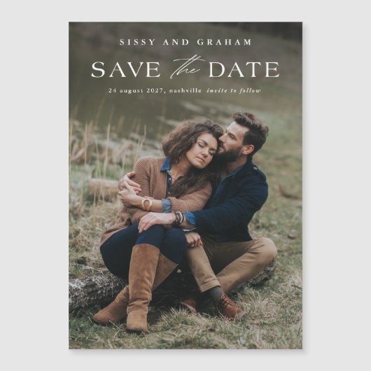 Élégant mariage photo Enregistrer la date Carte ma (Devant)