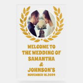 Elégant Mariage photo Gold Wreath Welcome Frosted (Recto)