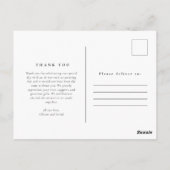 Elegant Mariage photo or Merci carte postale (Dos)