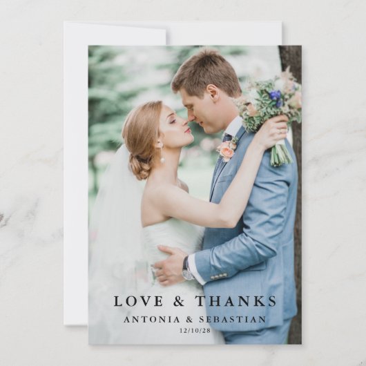 Élégant Mariage photo plat Carte de remerciements (Devant)