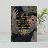 Élégant Mariage photo Real Gold Foil Invitation (Debout devant)