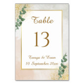 Élégant Mariage photo Vert & Or Numéro de table (Par défaut)