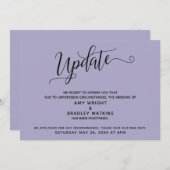 Élégant Mariage reporté Faire-part pourpre (Devant / Derrière)