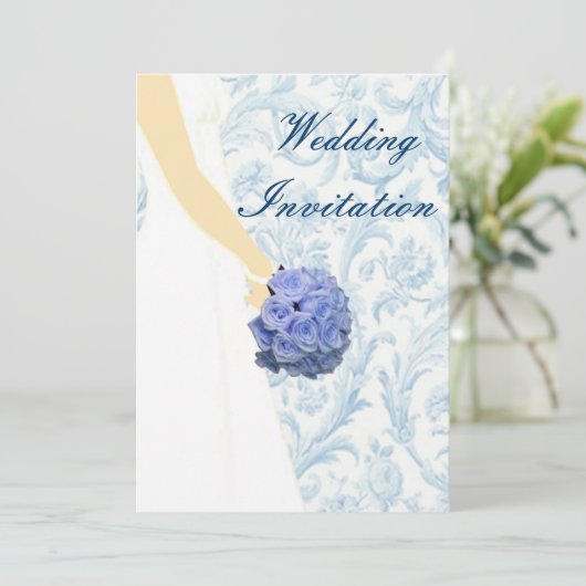 Elégant mariage robe Faire-part de mariage bleu (Debout devant)