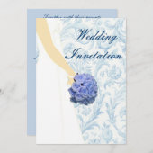 Elégant mariage robe Faire-part de mariage bleu (Devant / Derrière)