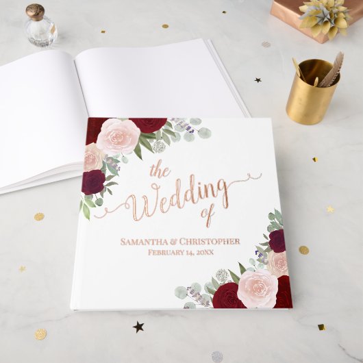 Élégant Mariage Rose à huile rouge et rose Boho (Recto ouvert)