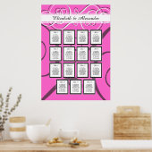 Élégant Mariage rose-chaud 15 Tableau de siège (Cuisine)