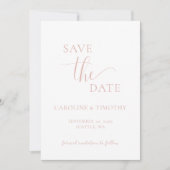 Elégant Mariage Rose Dusty Enregistrer La Carte Da (Devant)