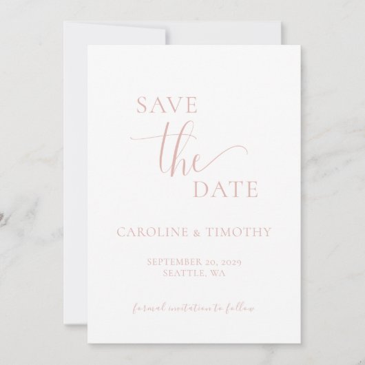 Elégant Mariage Rose Dusty Enregistrer La Carte Da (Devant)