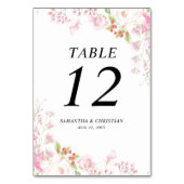 Élégant Mariage rose floral carte numéro (Dos)