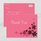 Elégant mariage rose floral merci carte postale. (Devant / Derrière)