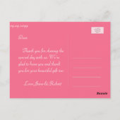 Elégant mariage rose floral merci carte postale. (Dos)