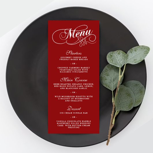 Élégant Mariage Rouge Et Blanc Modèles Menu