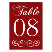 Élégant Mariage rouge et blanc Numéro de table (Dos)