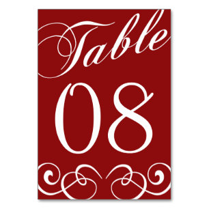 Élégant Mariage rouge et blanc Numéro de table