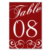 Élégant Mariage rouge et blanc Numéro de table (Dos)