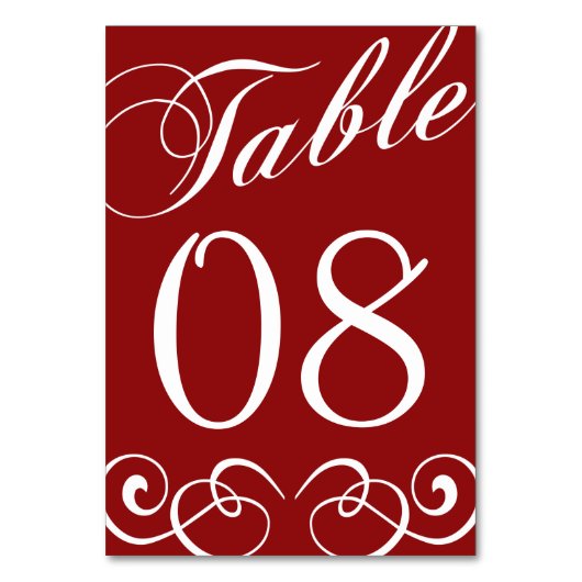 Élégant Mariage rouge et blanc Numéro de table (Par défaut)