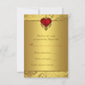 Elégant mariage rouge et or RSVP (Dos)