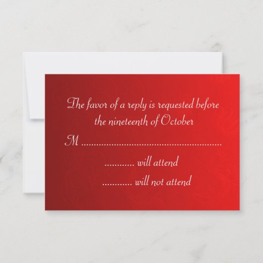 Elégant mariage rouge RSVP (Dos)