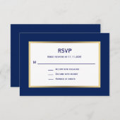 Élégant Mariage RSVP bleu bleu marine (Devant / Derrière)