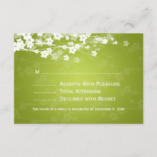 Elégant mariage RSVP Cerise Blossom Lime Vert