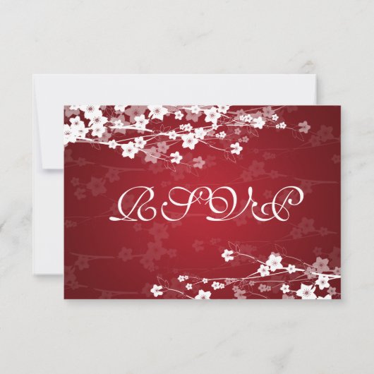 Elégant mariage RSVP cerise fleurs rouge (Dos)