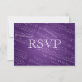 Élégant mariage RSVP feuille musique violet (Dos)