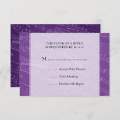 Élégant mariage RSVP feuille musique violet (Devant / Derrière)