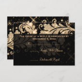 Elégant mariage RSVP Gold Floral Parties scintilla (Devant / Derrière)