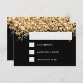 Elégant Mariage RSVP Gold Lumières PERSONNALISÉ (Devant / Derrière)