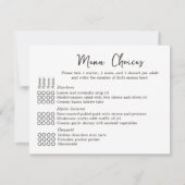 Elégant Mariage RSVP Menu Choix 4 Invités Carte (Dos)