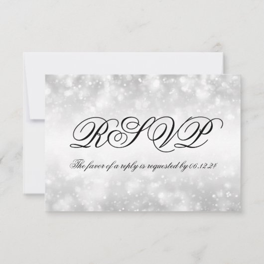 Elégant Mariage RSVP Silver Shimmer Lumières (Dos)
